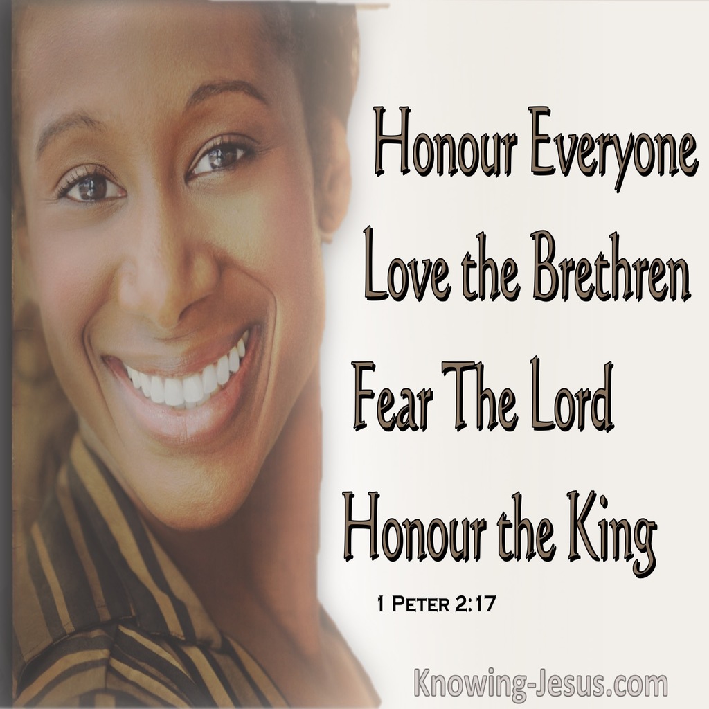 1 Peter 2:17  Honour All, Love The Brotherhood, Fear God, Honour The King (beige)